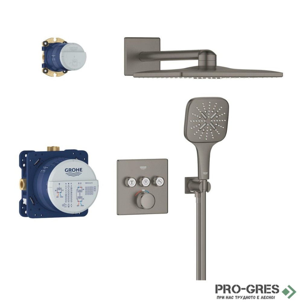 Термостатен смесител за вграждане,BRUSHED Hard Graphite,GROHTHERM Grohe 34864AL0