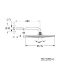 Душ пита с рамо 380мм, Rainshower Cosmopolitan 310,Brushed Hard Graphite,Grohe 26066AL0