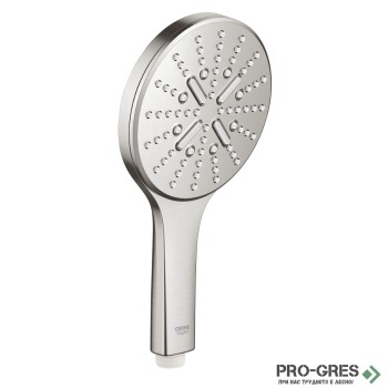 Душ слушалка, с 3 функции, SuperSteel, Rainshower SmartActive 130, Grohe 26574DC0