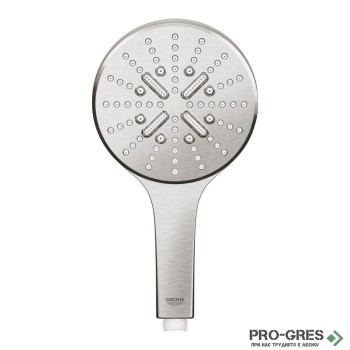 Душ слушалка, с 3 функции, SuperSteel, Rainshower SmartActive 130, Grohe 26574DC0