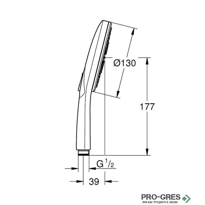 Душ слушалка, с 3 функции, Brushed Hard Graphite, Rainshower SmartActive 130, Grohe 26574AL0