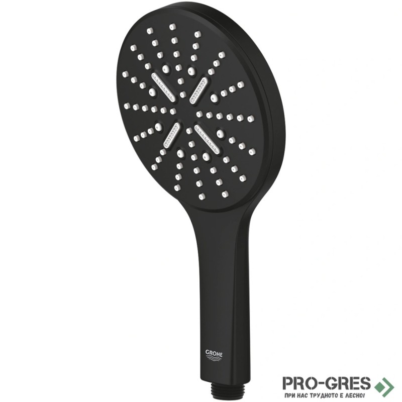 Душ слушалка, с 3 струи, черен мат, Rainshower SmartActive 130, Grohe 22127KF0
