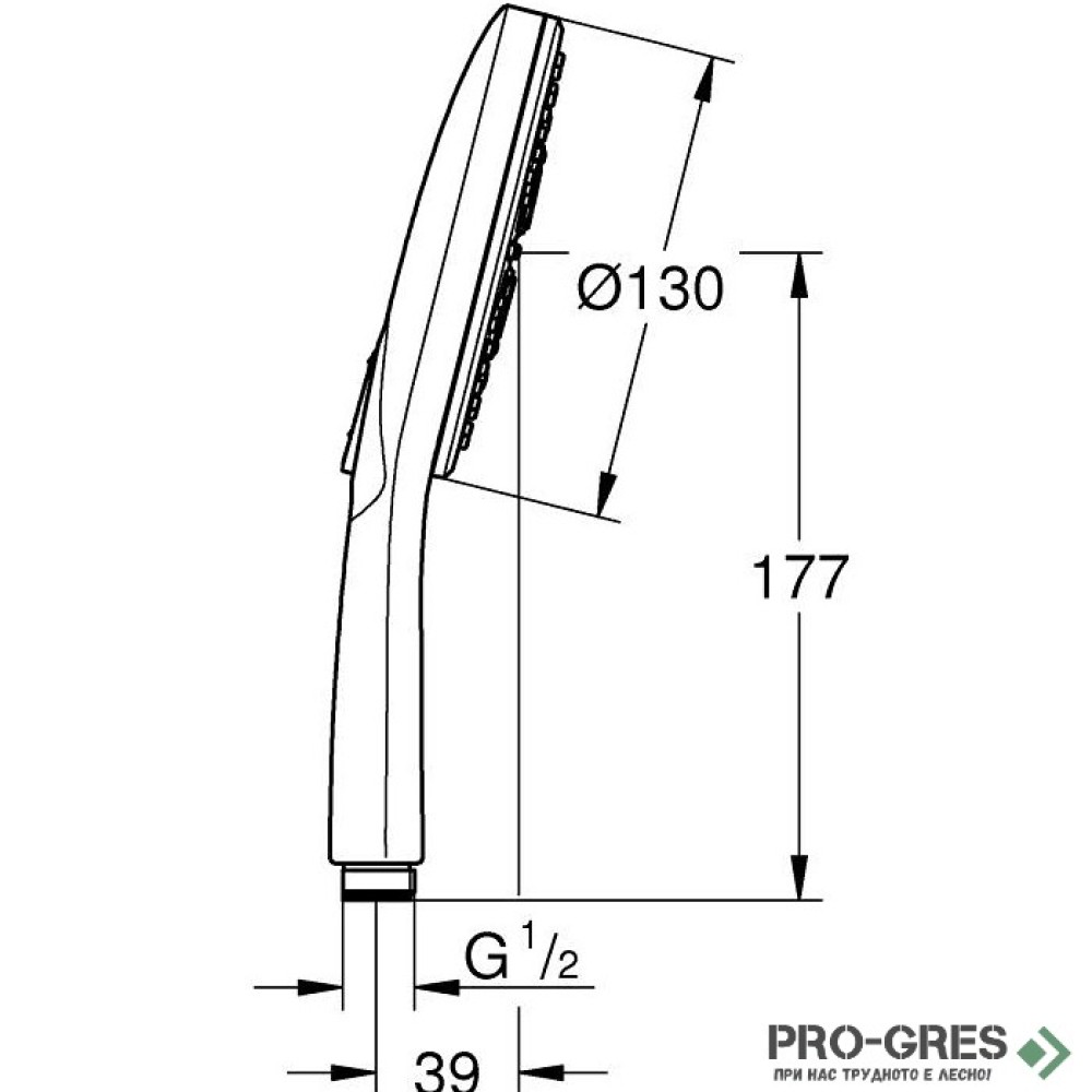 Душ слушалка, с 3 струи, SuperSteel, Rainshower SmartActive 130, Grohe 26574DC0