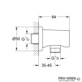 Стенно коляно,Brushed Hard Graphite,Rainshower, Grohe 27057AL0