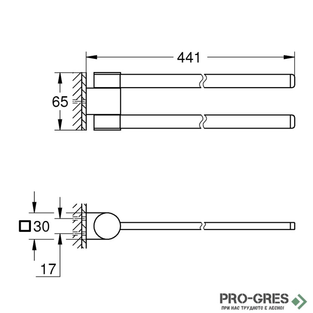 Двойна закачалка за хавлий, черен мат, Grohe SELECTION 41219KF0