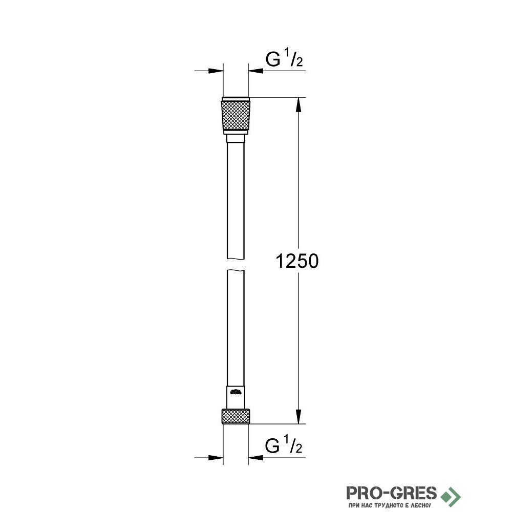 Шлаух за душ,125см, Brushed Hard Graphite,Grohe ,Silverflex Twistfree  28362A01