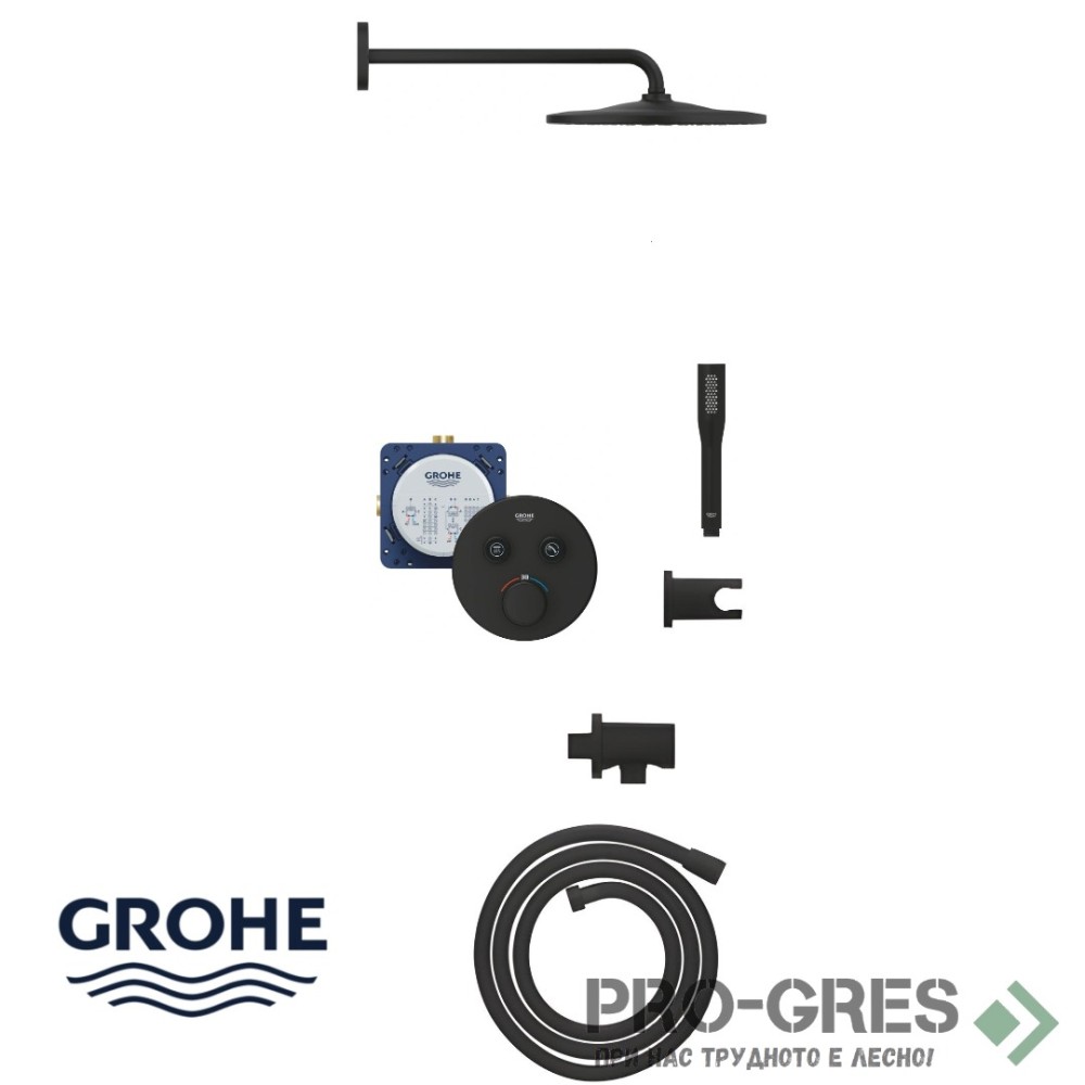 Душ  за вграждане, едноръкохватков ,черен мат, Grohe  SMARTCONTROL