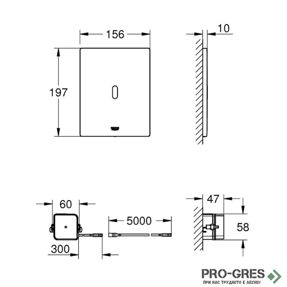 Бутон за вградено казанче, инфрачервен, Tectron Bau E 220V, Grohe 39881KF0