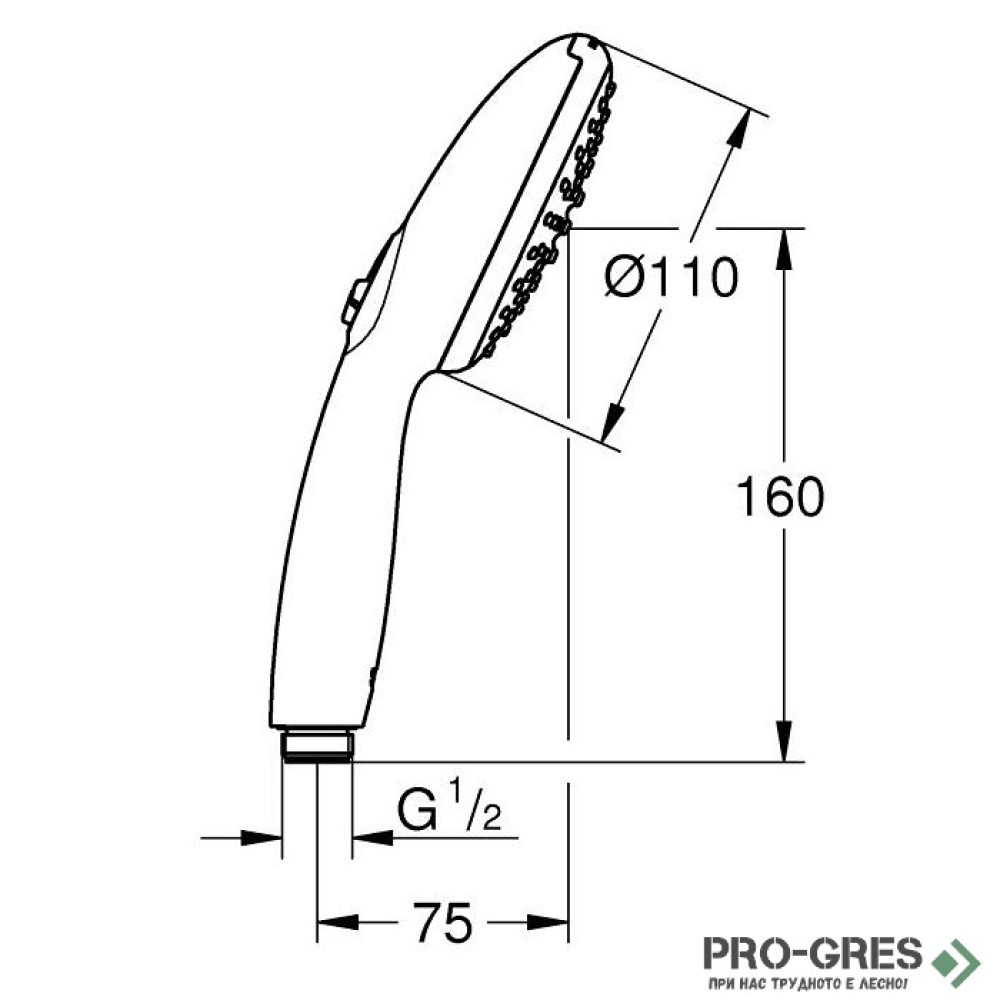 Душ слушалка, черен мат, Tempesta 110, Grohe 261612433