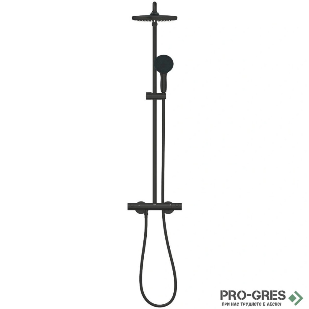 Термостатна душ система, черен мат, Tempesta 250, Grohe 266702431