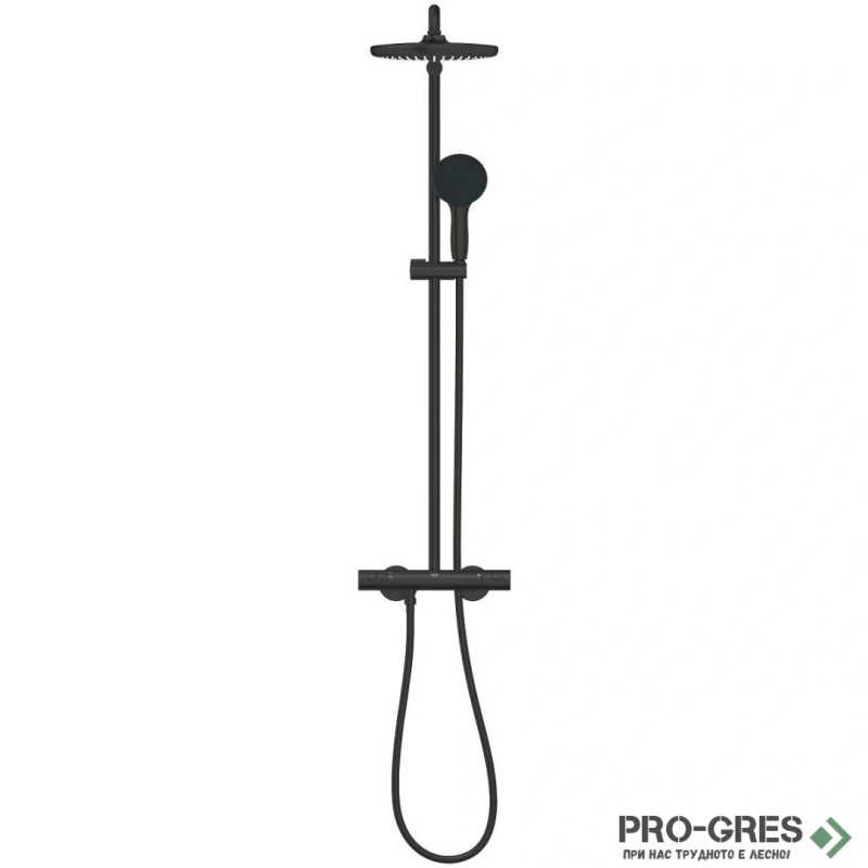 Термостатна душ система, черен мат, Tempesta 250, Grohe 266702431