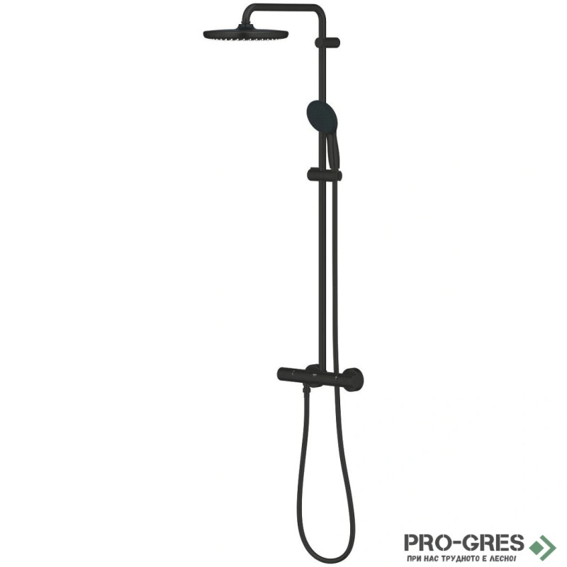 Термостатна душ система, черен мат, Tempesta 250, Grohe 266702431