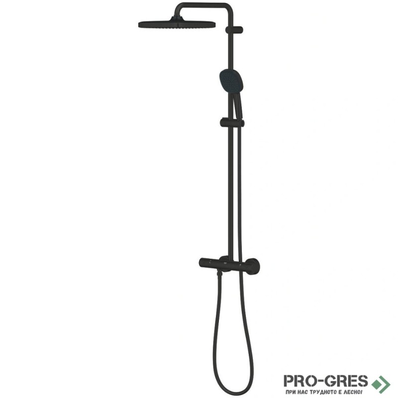 Термостатна душ система, черен мат, Tempesta Cube 250, Grohe 266892431
