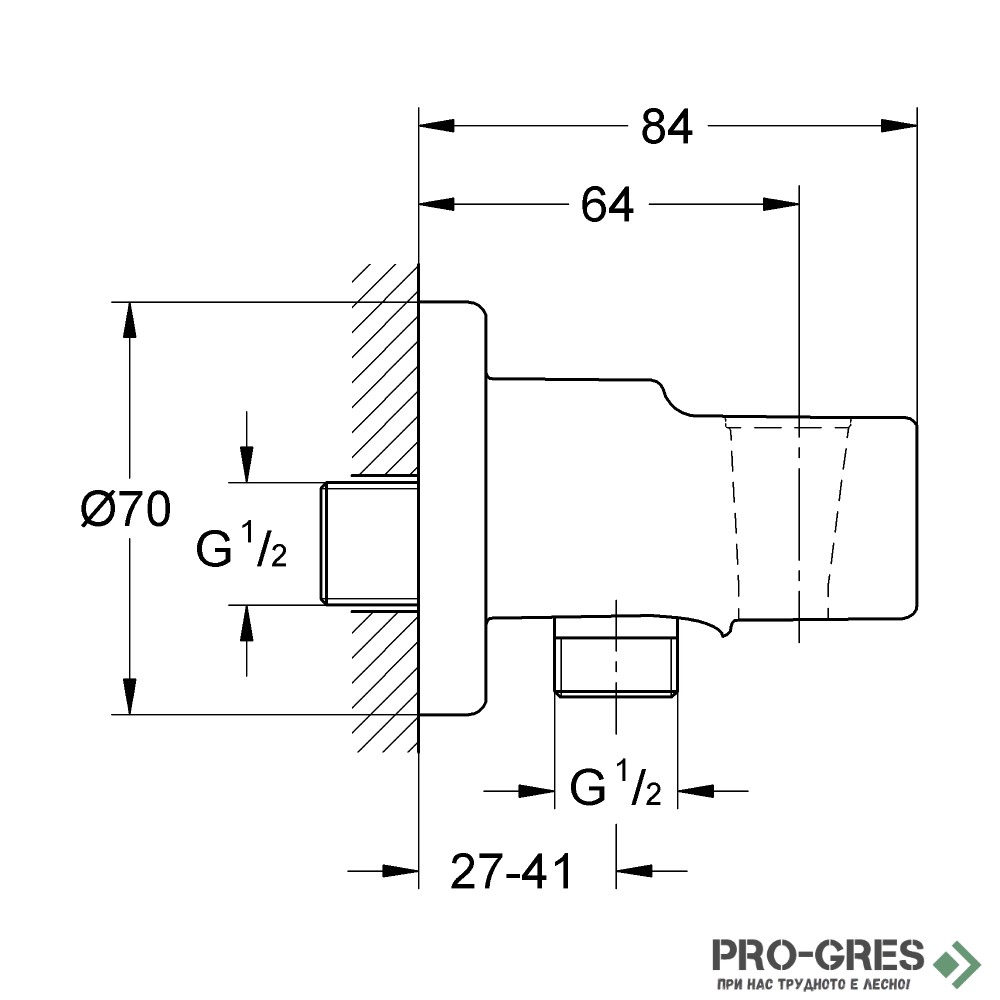 Стенно коляно, с извод за вода, Tempesta, Grohe 286282431