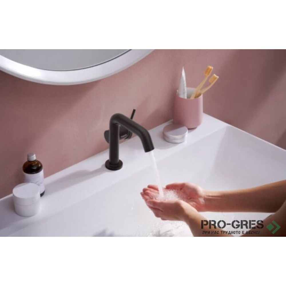 Смесител за мивка стоящ, TECTURIS S 110 Fine CoolStart EcoSmart+, черен мат, Hansgrohe 73320670