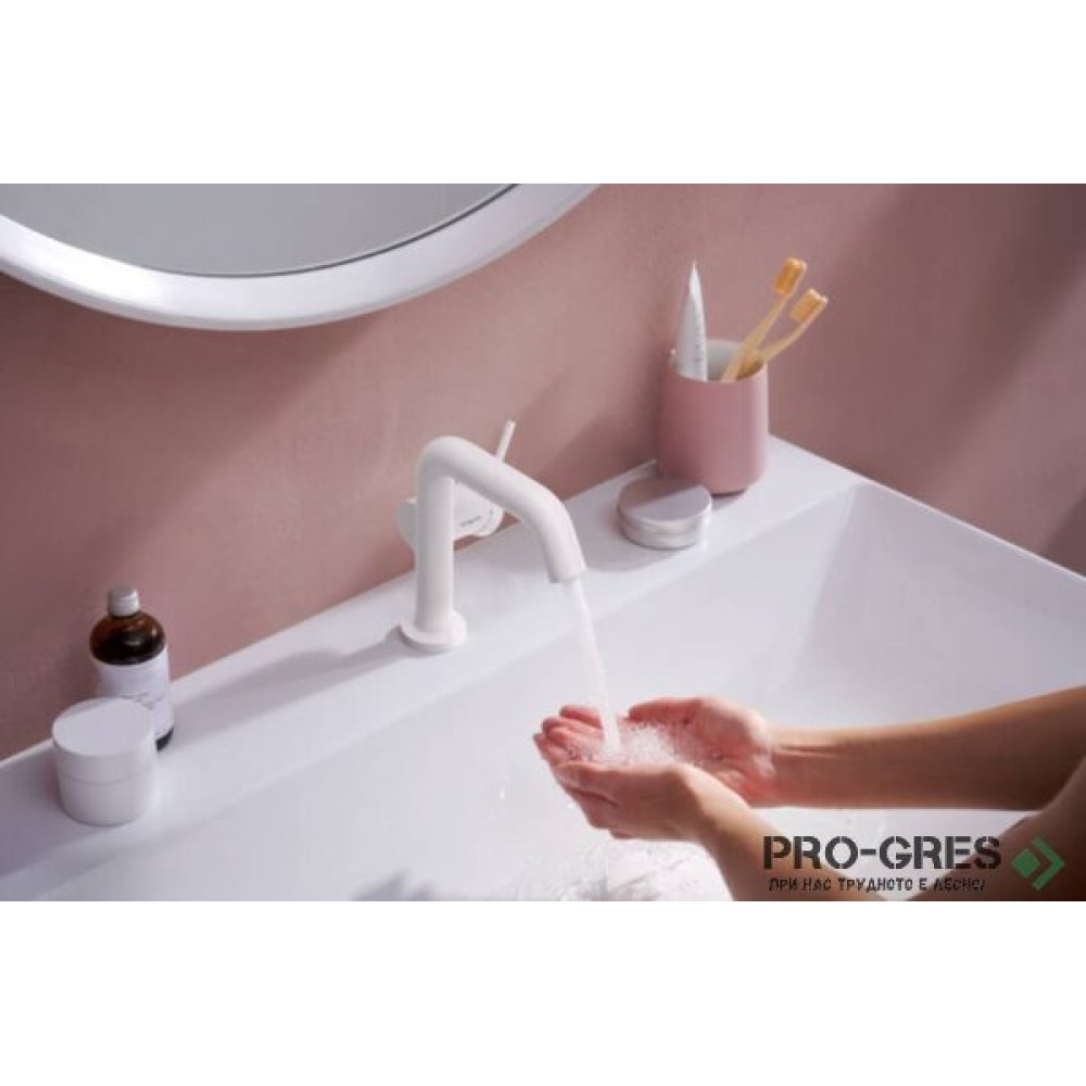 Смесител за мивка стоящ, TECTURIS S 110 Fine CoolStart EcoSmart+, бял мат, Hansgrohe 73320700