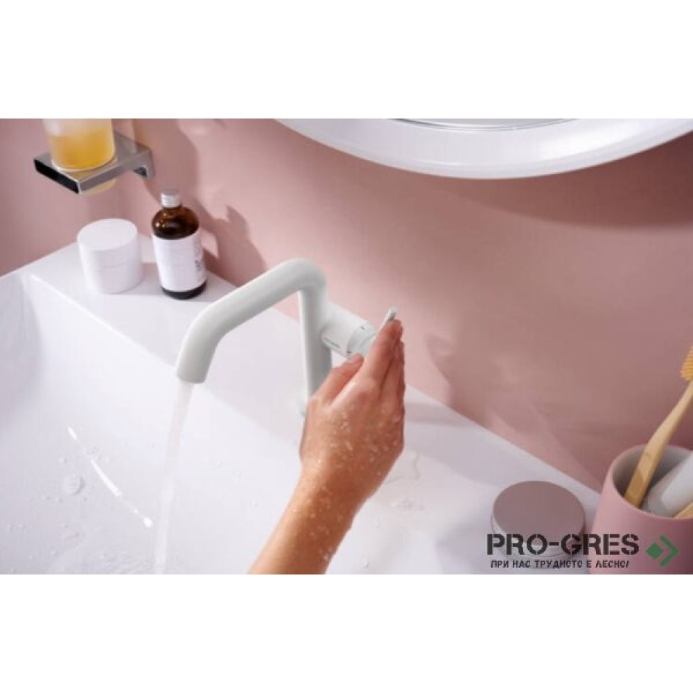 Смесител за мивка стоящ, TECTURIS S 110 Fine CoolStart EcoSmart+, бял мат, Hansgrohe 73320700