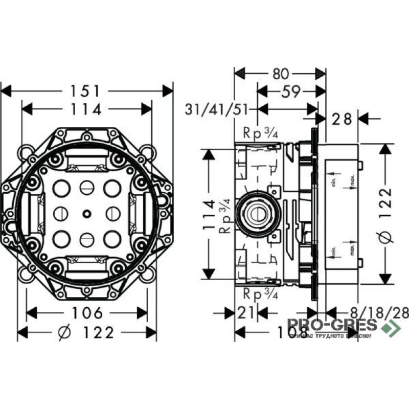 Смесител за вана/душ вграден, Vivenis, хром, Hansgrohe 75415000