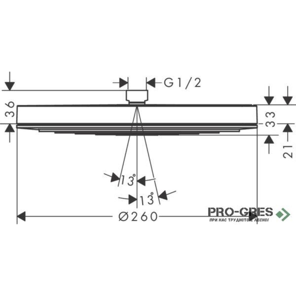 Кръгла душ пита, PULSIFY S 260, хром, Hansgrohe 24140000