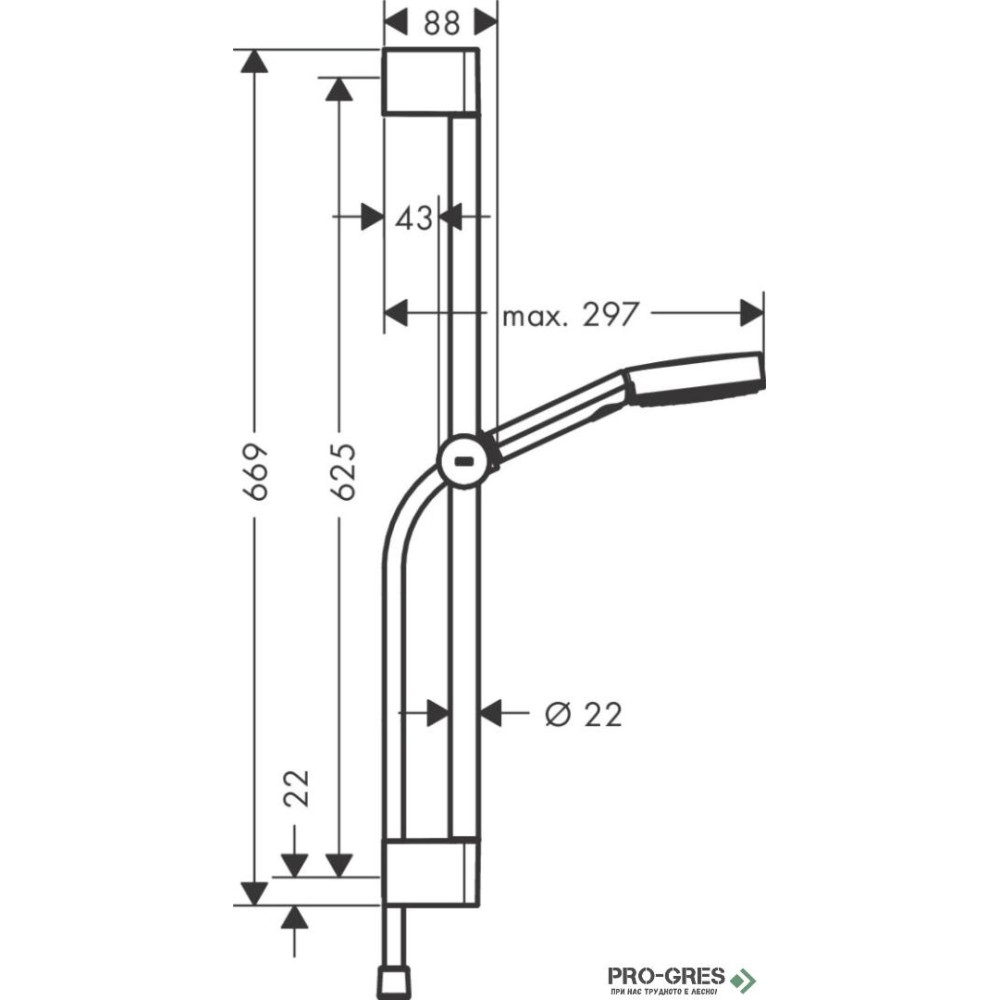 Душ комплект PULSIFY Select S 105 3jet, черен мат, Hansgrohe 24160670