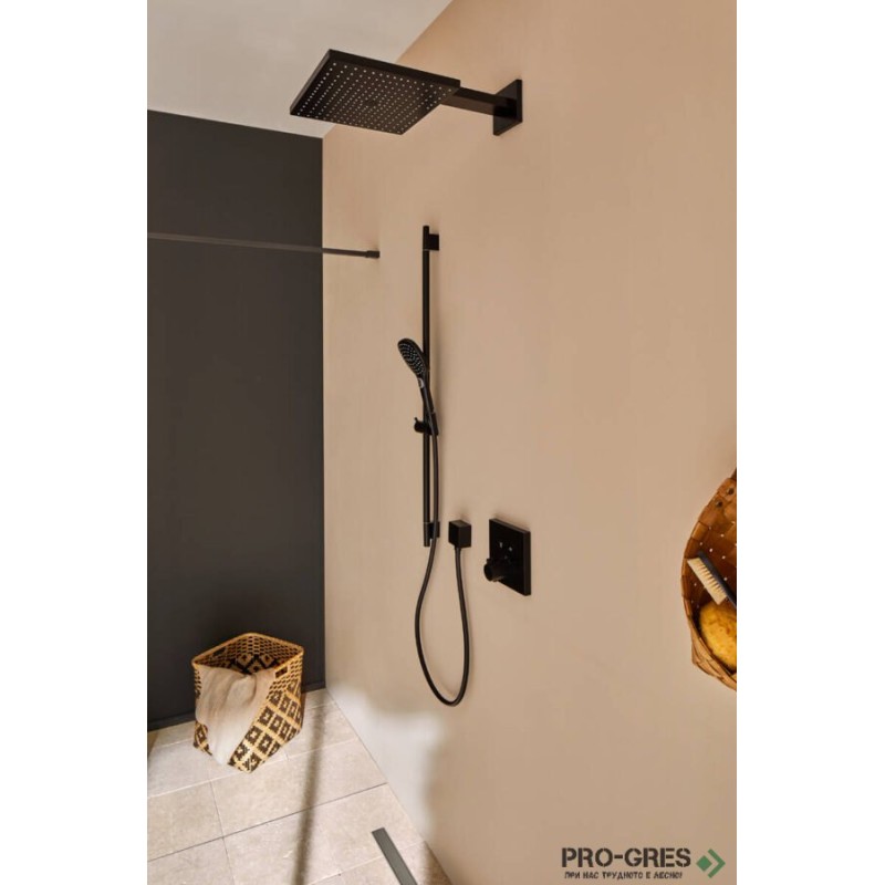 Душ пита с рамо,квадратна, Raindance E 300, черен мат, Hansgrohe 26238670