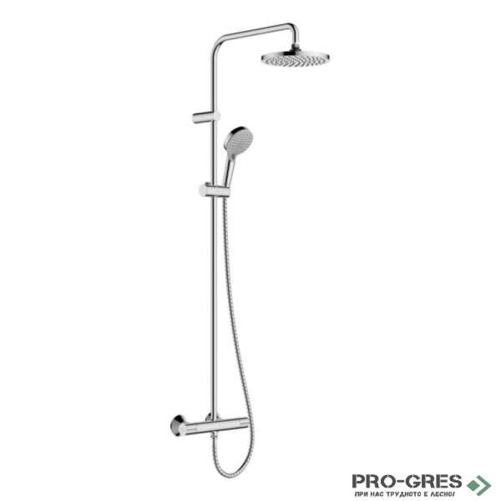 Душ гарнитура с тръбно окачване термостатна, Vernis Blend 200, хром, Hansgrohe 26276000