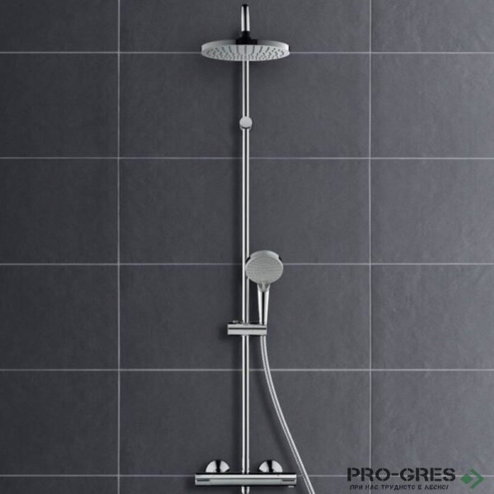 Душ гарнитура с тръбно окачване термостатна, Vernis Blend 200, хром, Hansgrohe 26276000