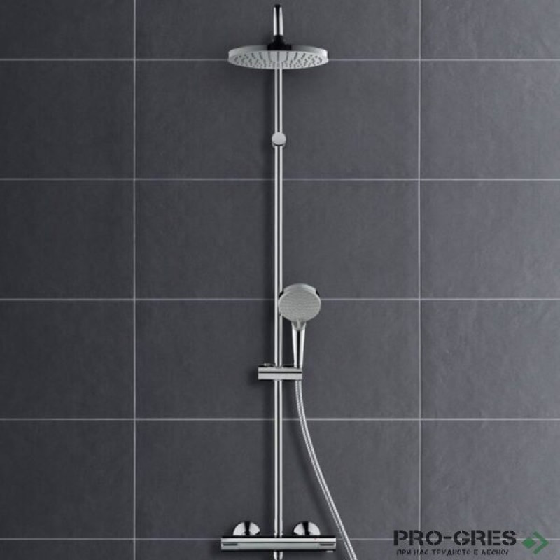 Душ гарнитура с тръбно окачване термостатна, Vernis Blend 200, хром, Hansgrohe 26276000