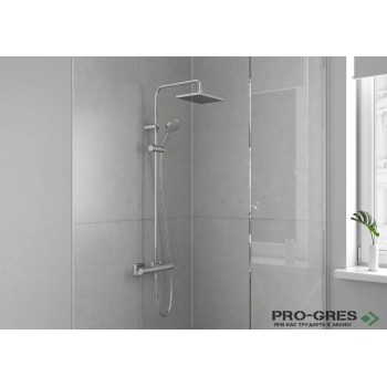Душ гарнитура с тръбно окачване,термостатна Vernis Shape 230,хром, HansGrohe 26286000