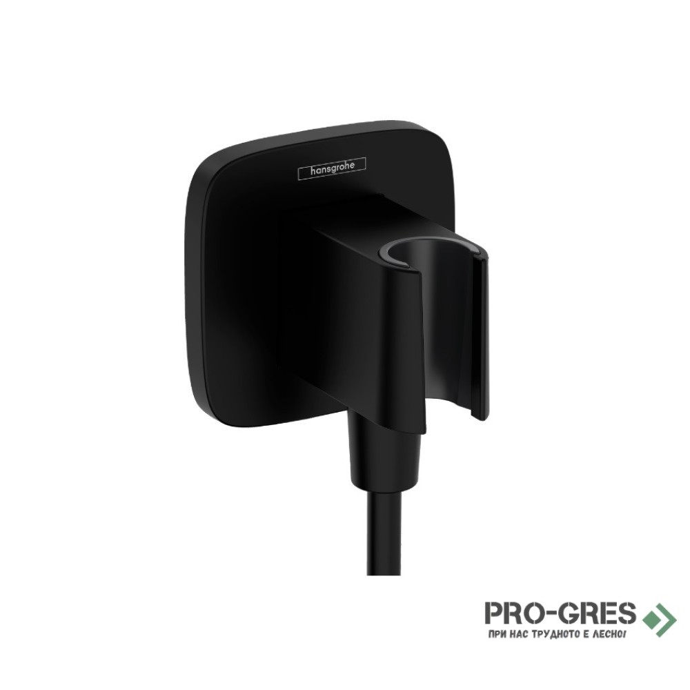 Стенно коляно с държач за душ слушалка FIXFIT Q, черен мат, Hansgrohe 26887670