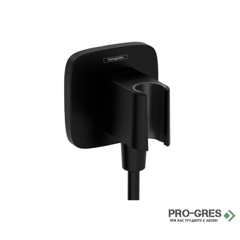Стенно коляно с държач за душ слушалка FIXFIT Q, черен мат, Hansgrohe 26887670