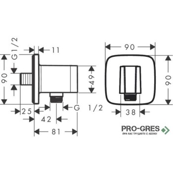 Стенно коляно с държач за душ слушалка FIXFIT Q, черен мат, Hansgrohe 26887670