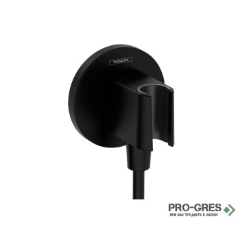 Стенно коляно с държач за душ слушалка FIXFIT S, черен мат, Hansgrohe 26888670