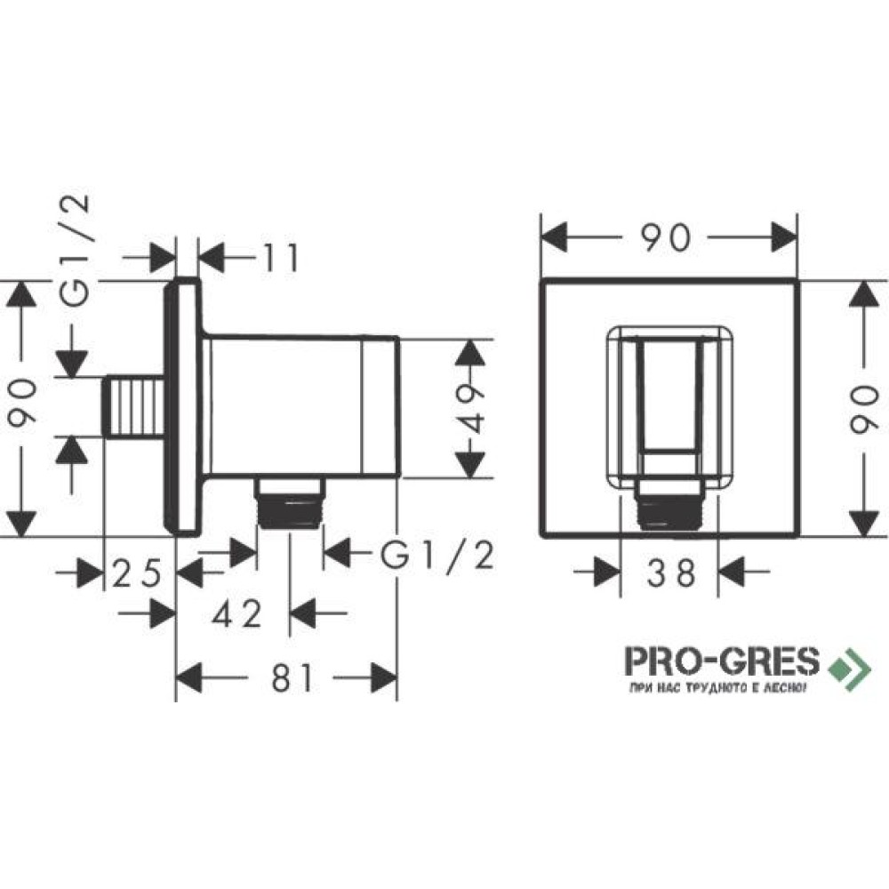 Стенно коляно с държач за душ слушалка FIXFIT E, хром, Hansgrohe 26889000