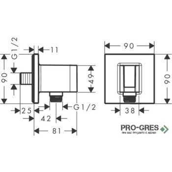 Стенно коляно с държач за душ слушалка FIXFIT E, хром, Hansgrohe 26889000