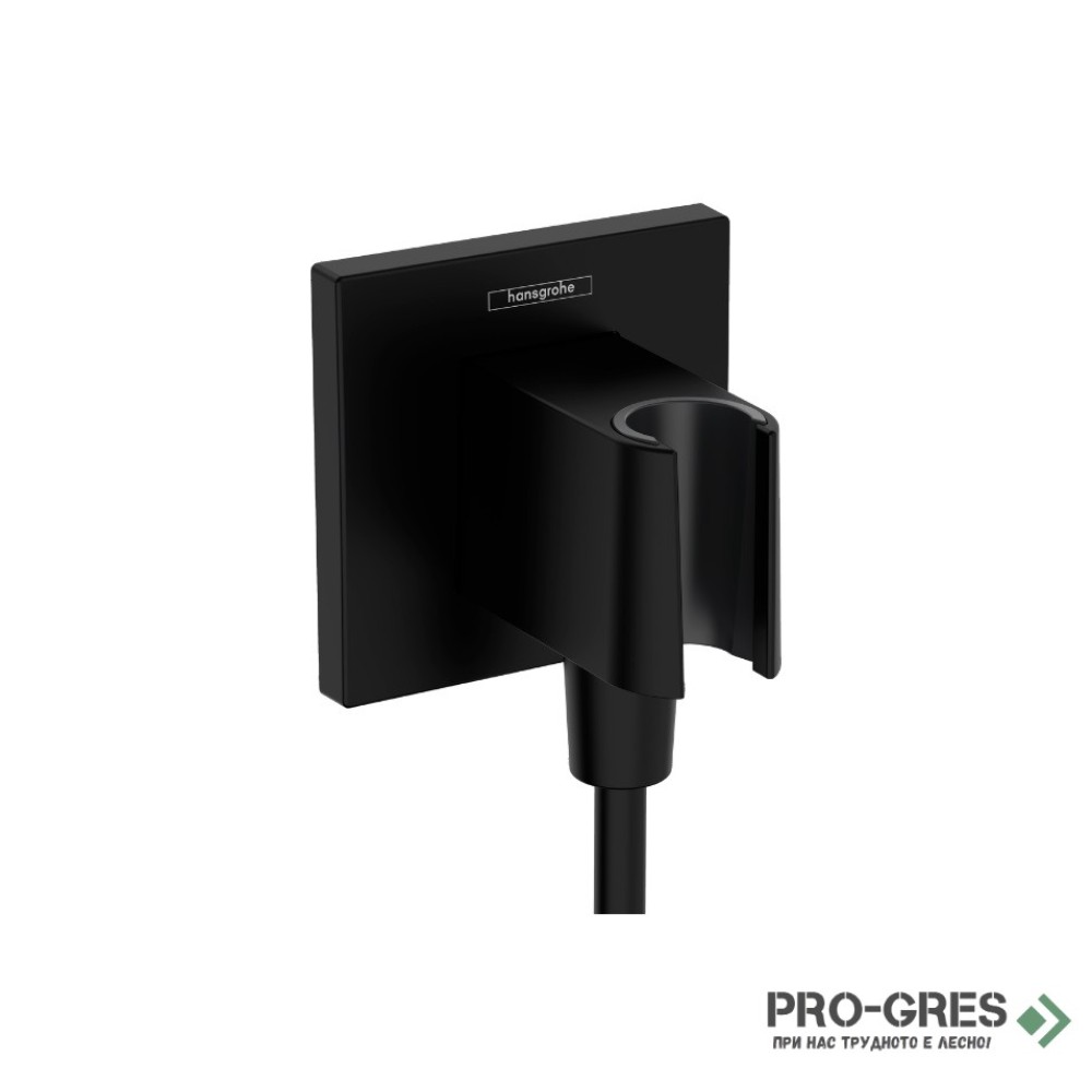 Стенно коляно с държач за душ слушалка FIXFIT E, черен мат, Hansgrohe 26889670