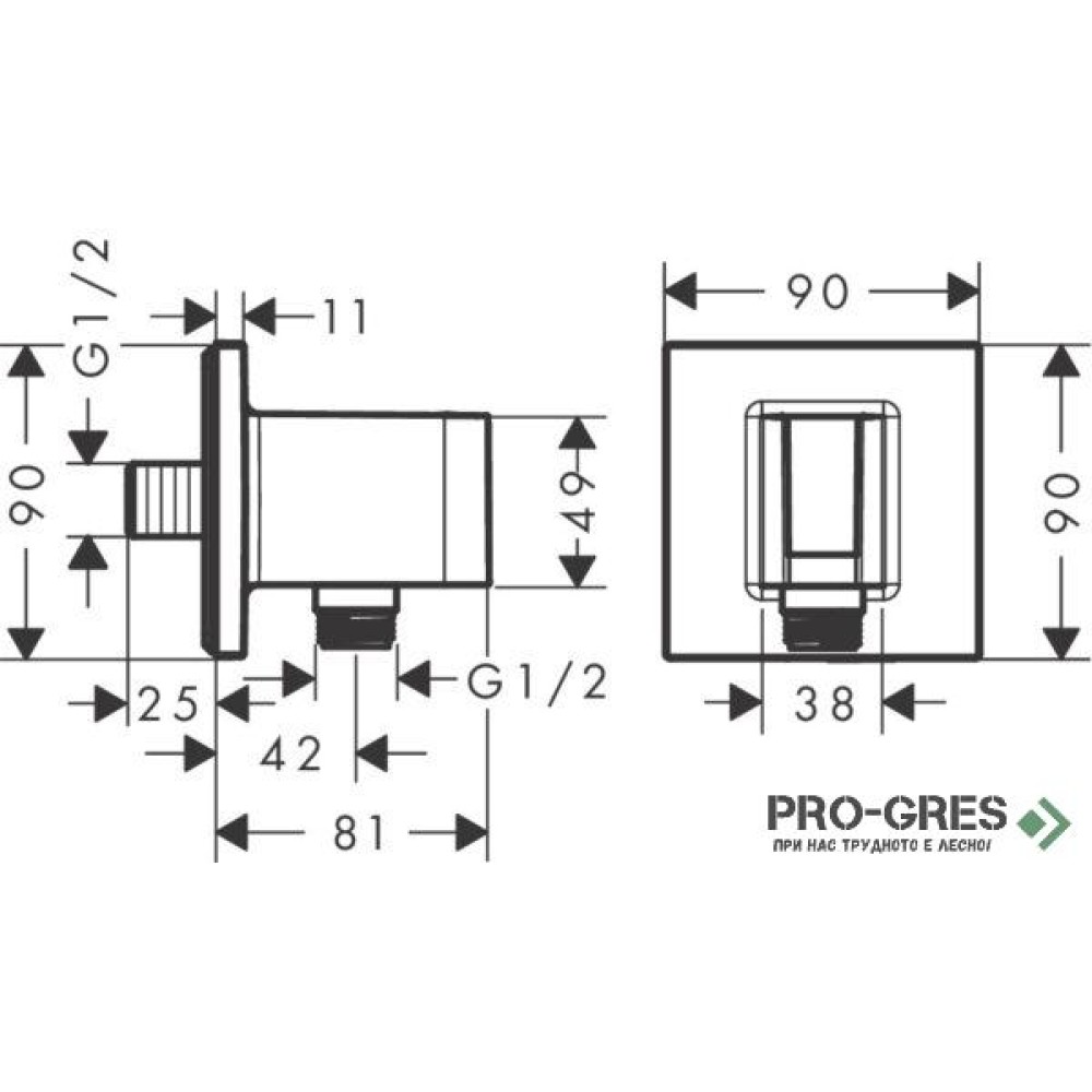 Стенно коляно с държач за душ слушалка FIXFIT E, черен мат, Hansgrohe 26889670