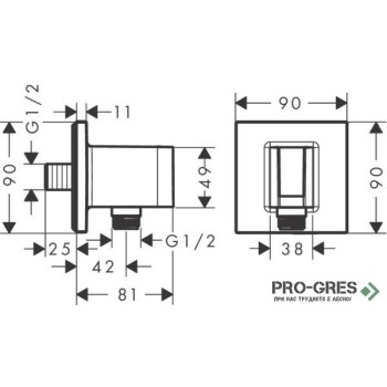 Стенно коляно с държач за душ слушалка FIXFIT E, черен мат, Hansgrohe 26889670