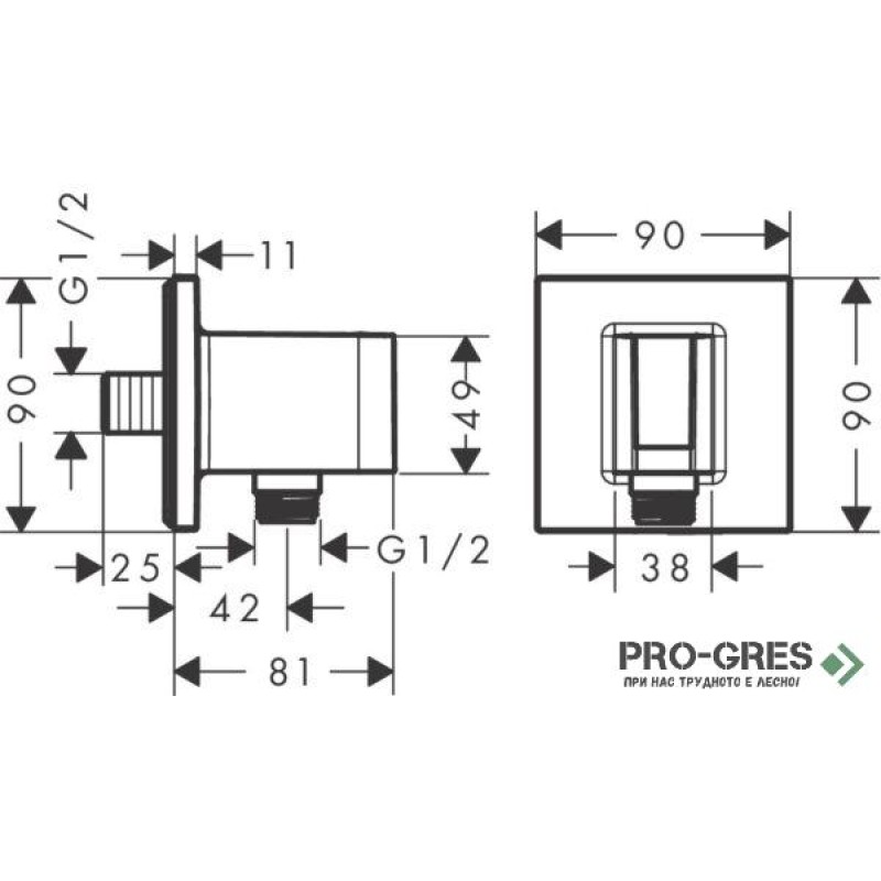 Стенно коляно с държач за душ слушалка FIXFIT E, черен мат, Hansgrohe 26889670