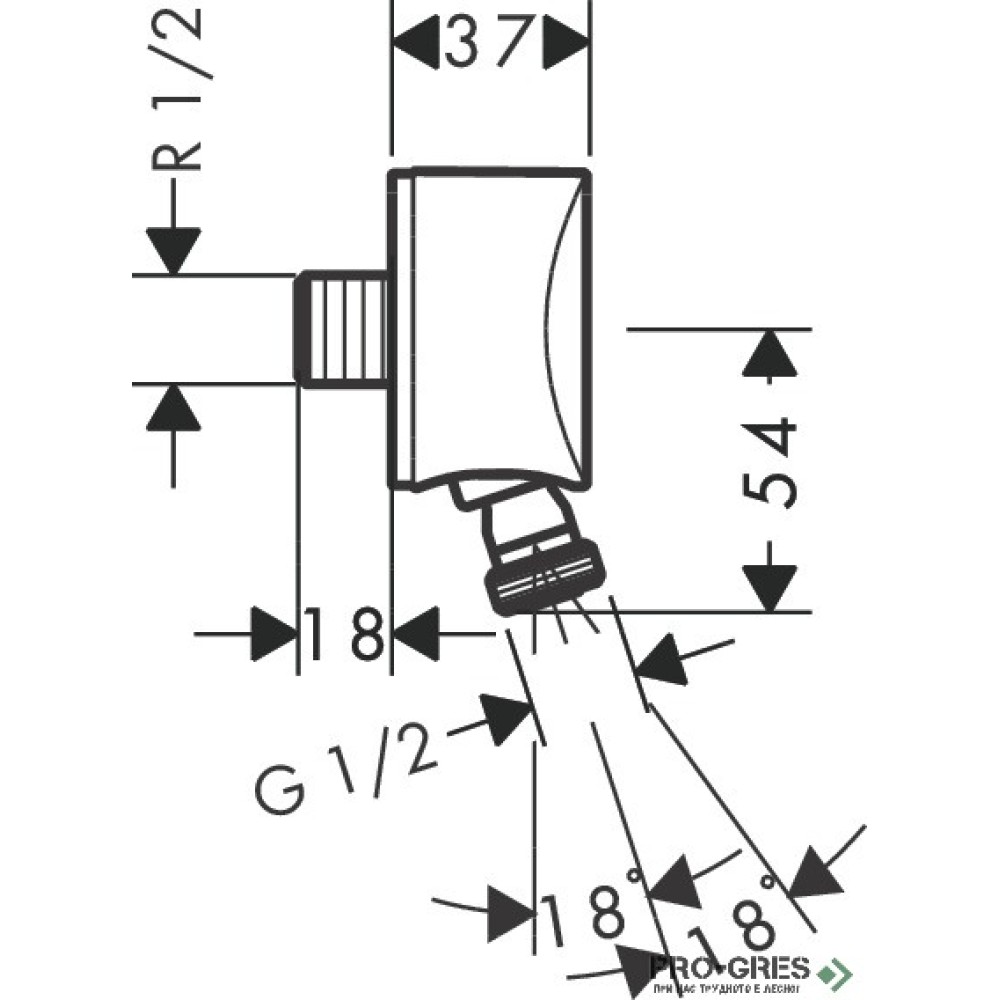 Стенно коляно FIXFIT S, хром, Hansgrohe 27506000