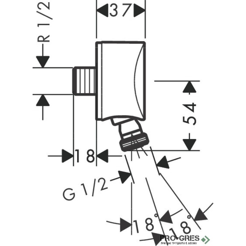 Стенно коляно FIXFIT S, хром, Hansgrohe 27506000