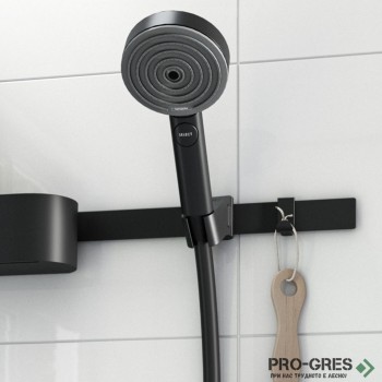 Държач за душ тип плъзгач за релса, WallStoris, черен мат, HansGrohe 27917670