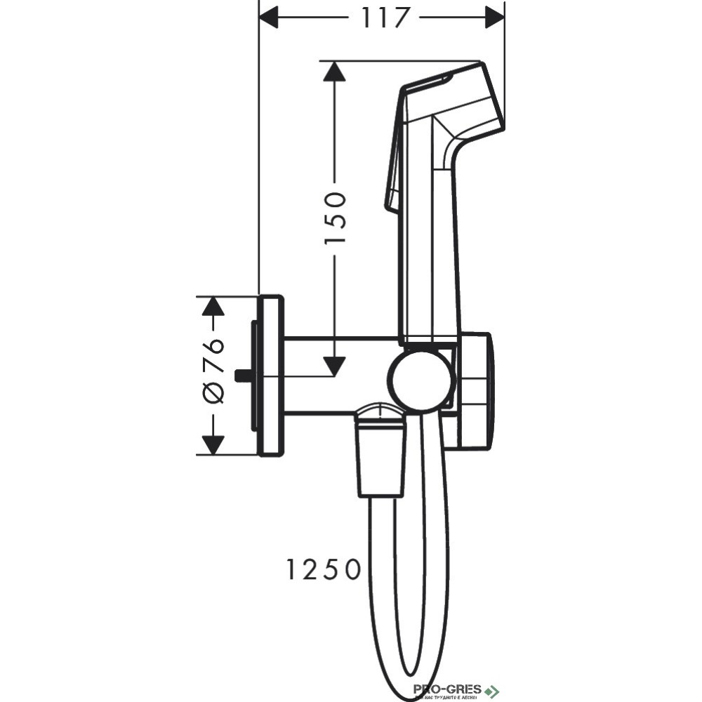 Стенен смесители с хигиенен душ S EcoSmart+, черен мат, Hansgrohe 29232670