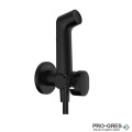 Стенен смесители с хигиенен душ S EcoSmart+, черен мат, Hansgrohe 29232670