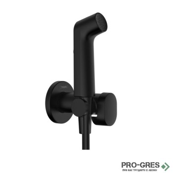 Стенен смесители с хигиенен душ S EcoSmart+, черен мат, Hansgrohe 29232670