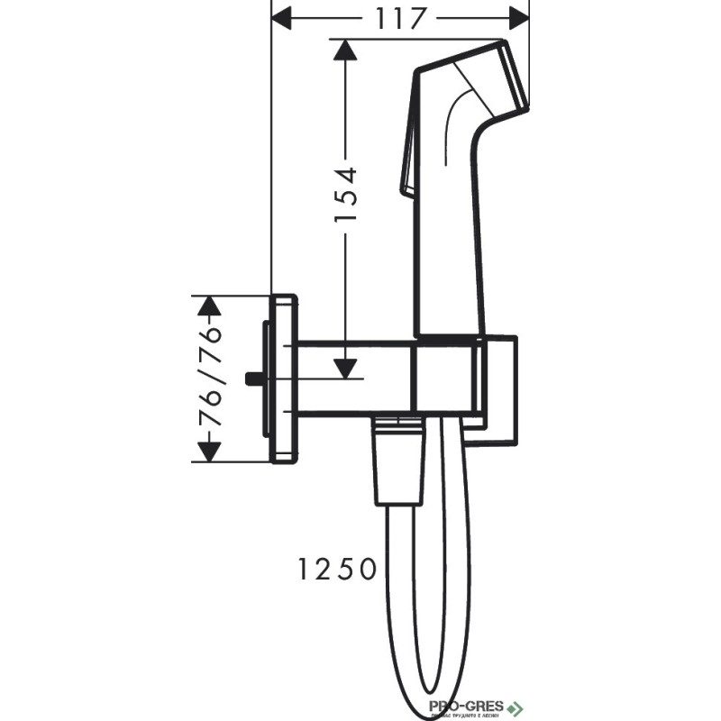 Стенен смесител с хигиенен душ EcoSmart+, черен мат, Hansgrohe 29233670