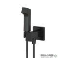 Стенен смесител с хигиенен душ EcoSmart+, черен мат, Hansgrohe 29233670