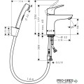 Смесител за мивка стоящ, с хигиенен душ, Focus 100, хром,  Hansgrohe 31927000