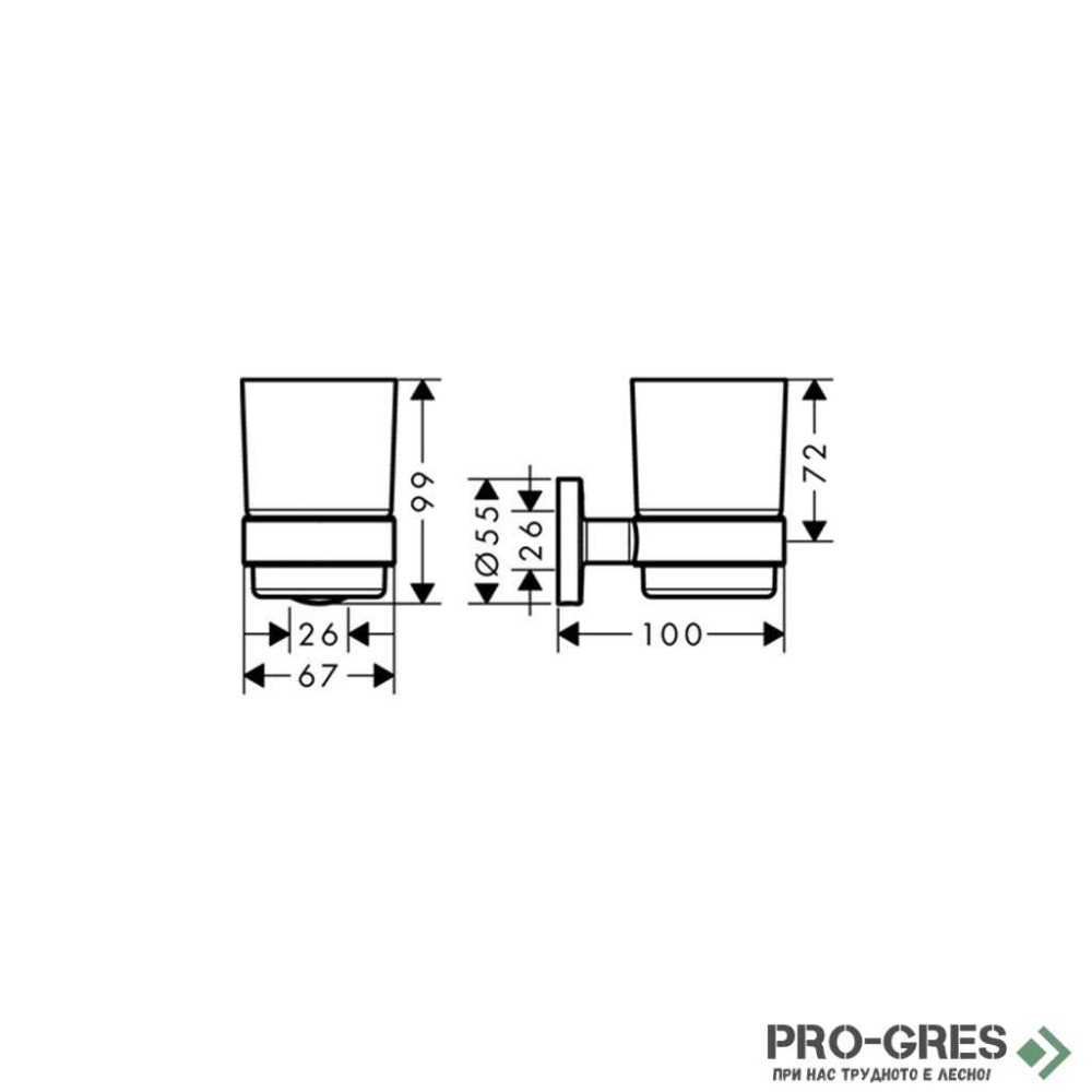 Чаша с държач, LOGIS UNIVERSAL, хром, HansGrohe 41718000
