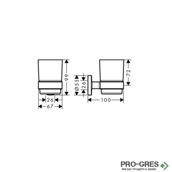 Чаша с държач, LOGIS UNIVERSAL, хром, HansGrohe 41718000